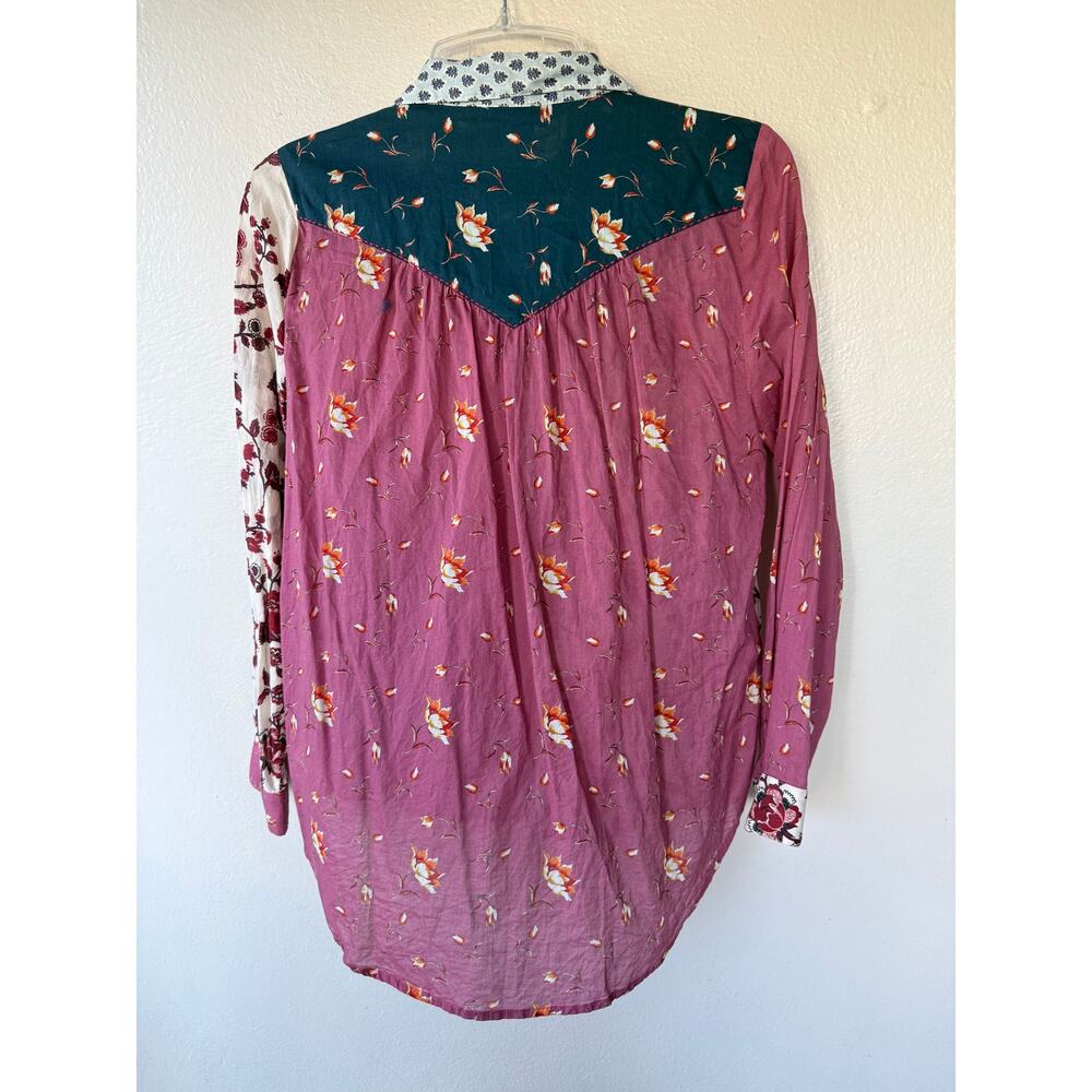 Sundance Size M Patchwork Floral Button Front Shirt 100% Cotton Boho Western - Picture 10 of 10